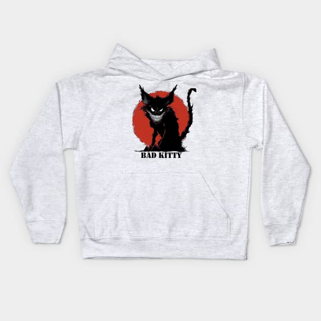 Bad Kitty: Midnight Menace Kids Hoodie by TooplesArt